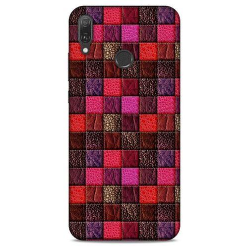 Huawei Y9 2019 Kılıf Patchwork (22) Tam Koruma Kılıfı Fuşya Bordo