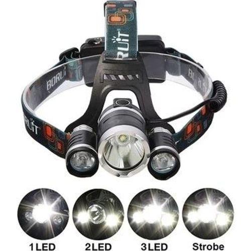Boruit T6 Kafa Feneri 5000 Lumens 3xcree Xm-t6+2r5 Lamba Led Kamp Lambası