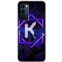 Tecno Camon 18T Kılıf HD Desen Baskılı Arka Kapak - Dark Neon Yaprak K Harfi