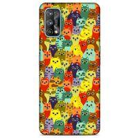 Lopard Oppo Realme 7 Pro Uyumlu Kılıf Kediler (38) Neo Hybrid Kılıf Mor