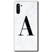 Galaxy Note 10 Kılıf HD Desen Baskılı Arka Kapak - Beyaz Mermer Desenli A Harfi
