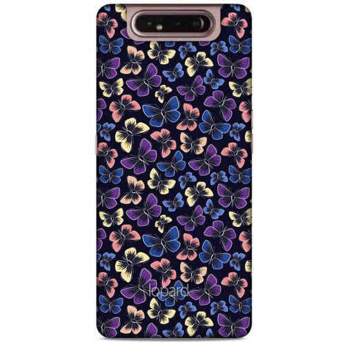 Samsung Galaxy A80 Kılıf Kelebek Etkisi (20) Koruyucu Kılıf Fuşya Mavi