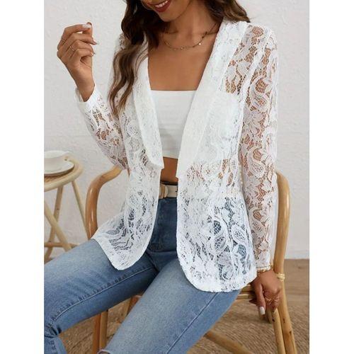 Kadın Uzun Kollu Yakalı önü Açık Dantelli Ceket
