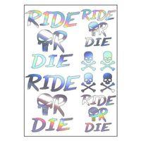 SEVGENT A4 Sticker 123 Tek Paket Çoklu Ride Or Die Hologram