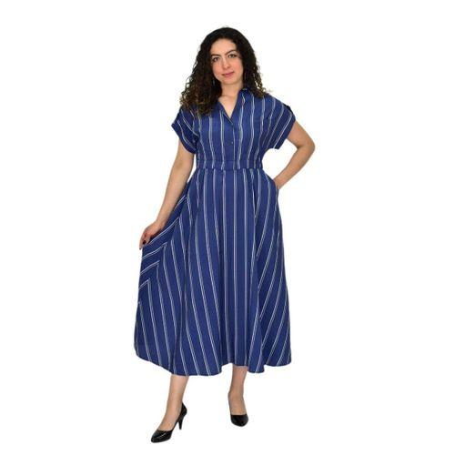 Kadın Beli Lastikli Çizgili Elbise BGL-ST04638