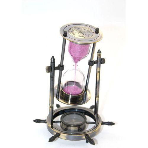 Pirinç Dümenli Pusulalı Kum Saati