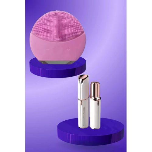 Kaş Bıyık Ve Yüz Epilasyon Aleti Ve Titreşimli Yüz Temizleme Masaj Aleti İkili Set