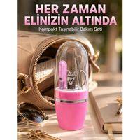 Pembe Manikür Pedikür Bakım Seti Cımbız Tırnak Makası Makas Törpü