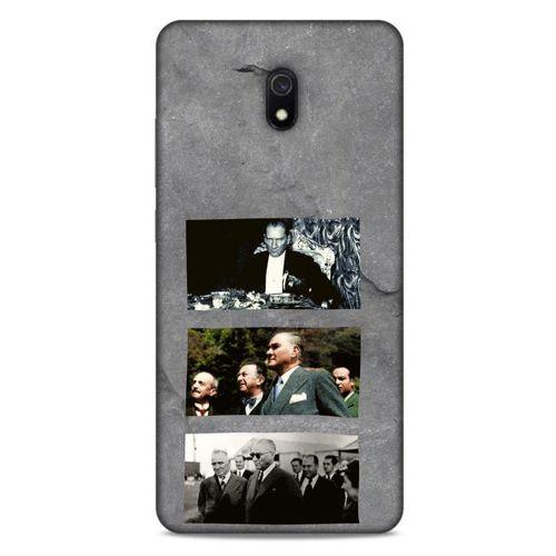 Xiaomi Redmi 8A Kılıf Atatürk (12) Koruyucu Silikon Gri