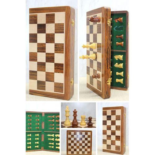 Mıknatıs Taşlı Ahşap Katlanabilir Kutulu Satranç Oyunu 40 Cm