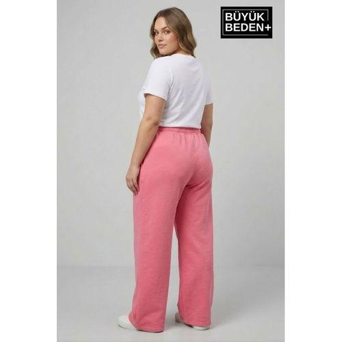 Kadın Büyük Beden Bol Paça  Yüksek Bel Lastikli NewYork Baskılı Eşofman Altı SPR26BEA988-5