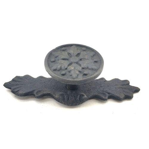 Antika Tarz Dekoratif Pirinç Çiçek Düğme - 27x70 Mm, Oksit