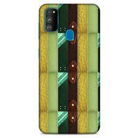 Samsung Galaxy M30s Kılıf Patchwork (15) Antişok Kılıf Yeşil Kahve