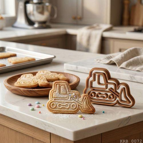 2Li İş Makinesi Figürlü Hamur Şekillendirici Kurabiye Kalıbı Oyun Hamuru Kalıbı 8 cm