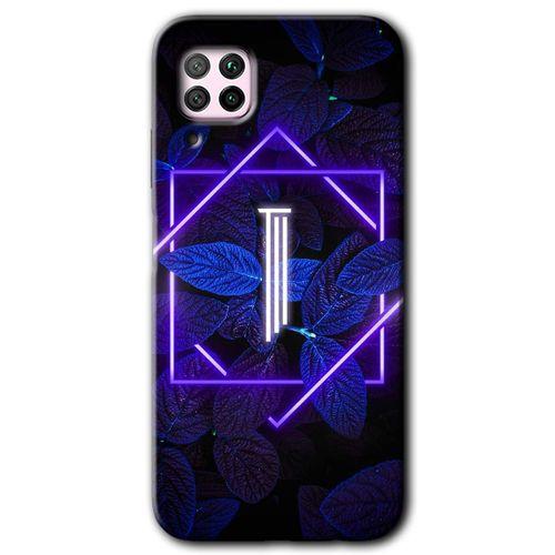Huawei P40 Lite Kılıf HD Desen Baskılı Arka Kapak - Dark Neon Yaprak I Harfi