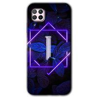Huawei P40 Lite Kılıf HD Desen Baskılı Arka Kapak - Dark Neon Yaprak I Harfi