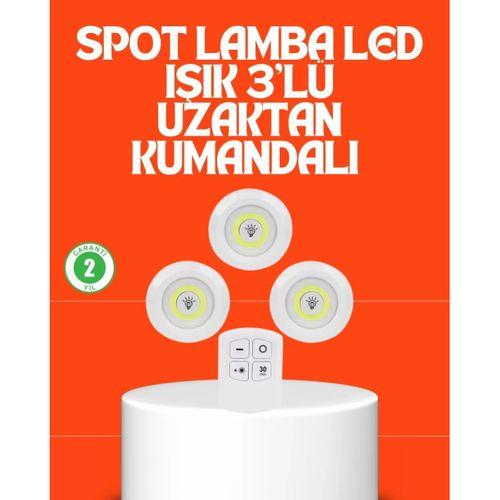 Kablosuz 3 Lü Spot Led Lamba Seti Uzaktan Kumandalı Enerji Tasarruflu Aydınlatma