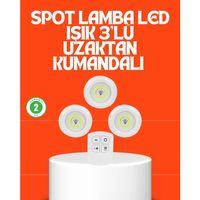 Kablosuz 3 Lü Spot Led Lamba Seti Uzaktan Kumandalı Enerji Tasarruflu Aydınlatma