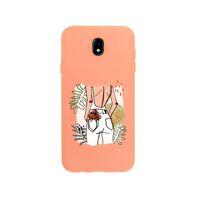Samsung J7 Pro Woman With Flowers Premium Silikonlu Pembe Telefon Kılıfı