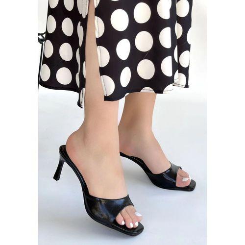 Ribay Siyah Rugan Topuklu Terlik