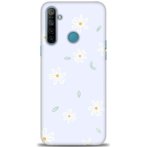 Realme 6i Kılıf HD Baskılı Kılıf - Beyaz Papatyalar + Tam Ekran Koruyucu