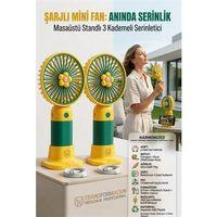 2 ADET Şarjlı Mini El Fanı Taşınabilir Masaüstü Vantilatör max 4 saat 723211