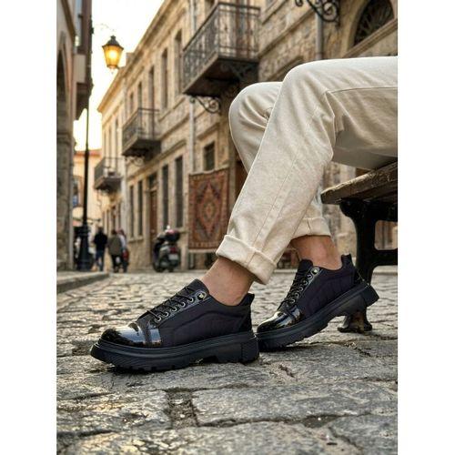 BA0245 Siyah Rugan Paraşüt Detaylı Akıllı Lastik Bağcık Yüksek Taban Günlük Erkek Ayakkabı