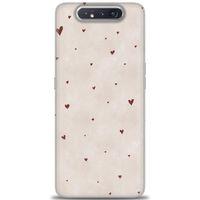 Samsung Galaxy A80 Kılıf HD Baskılı Kılıf - Kahve Kalpler + Tam Ekran Koruyucu