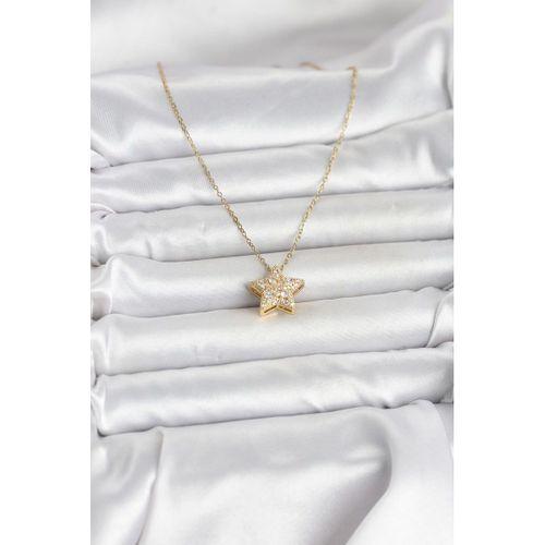 316L Çelik Zincir Gold Renk Zirkon Taşlı Yıldız Model Kadın Kolye