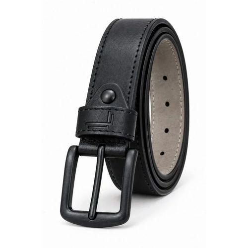 Erkek Siyah 3,5 Cm Dikiş Detaylı Metal Tokalı Kot Ve Kumaş Pantolon Kemeri
