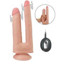 Ryder - Çift Taraflı Hareketli Kayar Deri Çift Katmanlı Realistik Vibratör Dildo Ultra Yumuşak Gerçekçi Titreşimli Yapay Penis