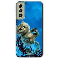 Samsung Galaxy S21 FE Kılıf Baskılı Kapak - Çılgın Kedi +Tam Kaplayan Mat Seramik