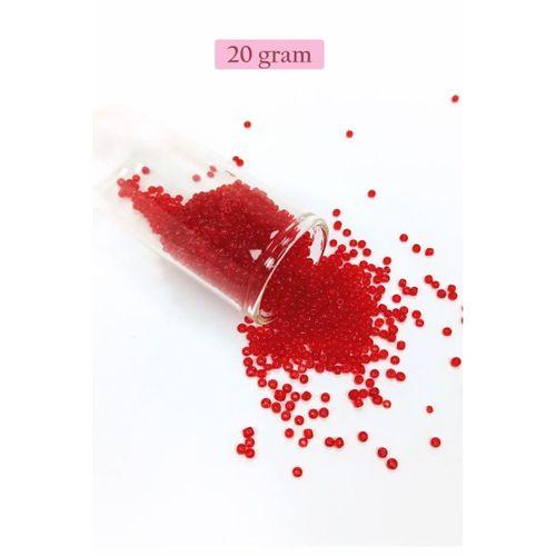 Dökme Cam Kum Boncuk (11/0) 2 mm - 20 Gram -  Şeffaf Kırmızı - BNC021