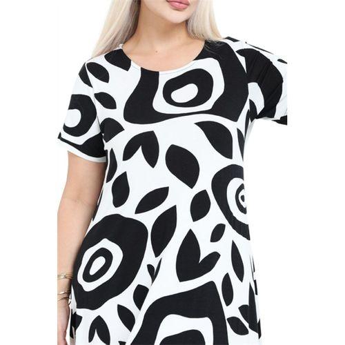 Melsay Butik Beyaz Nazar Desen Asimetrik Kısa Kollu Elbise