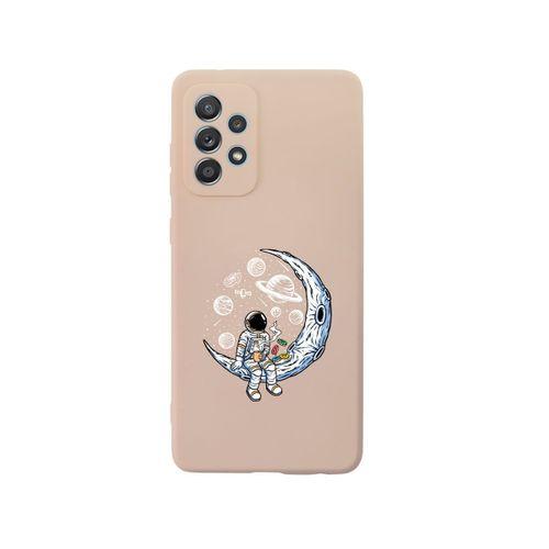 Samsung A72 Astronot Premium Silikonlu Pembe Telefon Kılıfı