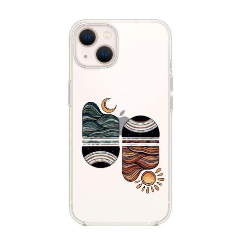 iPhone 14 Uyumlu Sunset Wave Desenli Şeffaf Silikonlu Telefon Kılıfı