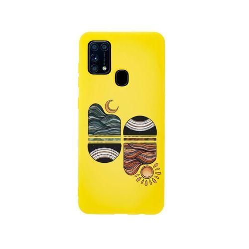 Samsung M30S Sunset Wave Premium Silikonlu Sarı Telefon Kılıfı