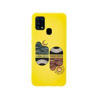 Samsung M30S Sunset Wave Premium Silikonlu Sarı Telefon Kılıfı