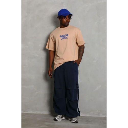 Erkek Baskılı T-Shirt Kısa Kol Bisiklet Yaka Regular Fit Rahat Kalıp Günlük Tişört - Bej