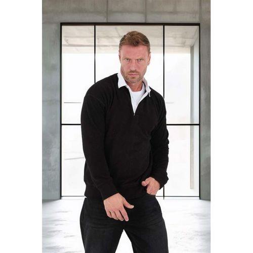 Polo Yaka Selanik Örme Kumaş Erkek Sweatshirt - Siyah