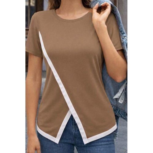 Kadın Kısa Kollu Bisiklet Yaka Viskon Bluz