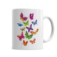 Renkli Kelebekler Kupa Bardak Porselen