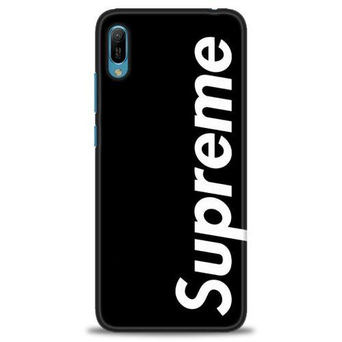 Huawei Y6 2019 Kılıf HD Baskılı Kılıf - Supreme Siyah + Tam Ekran Koruyucu