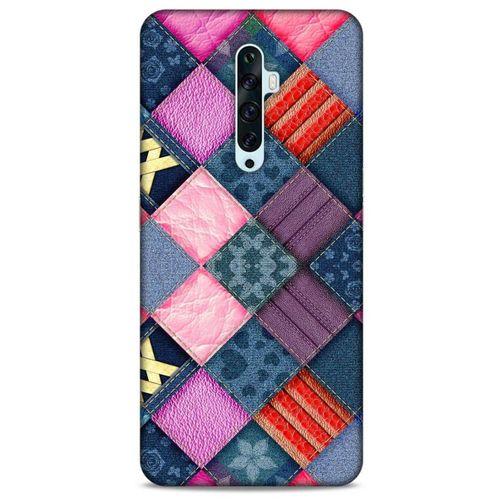Oppo Reno 2z Kılıf Patchwork (39) Liquid Crystal Kılıf Şeker Pembe Bordo