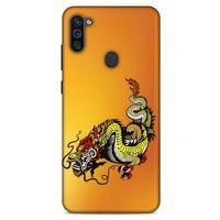Samsung Galaxy M11 Kılıf Dragons (28) Arka Kapak Tatoo Sarı Ejderha