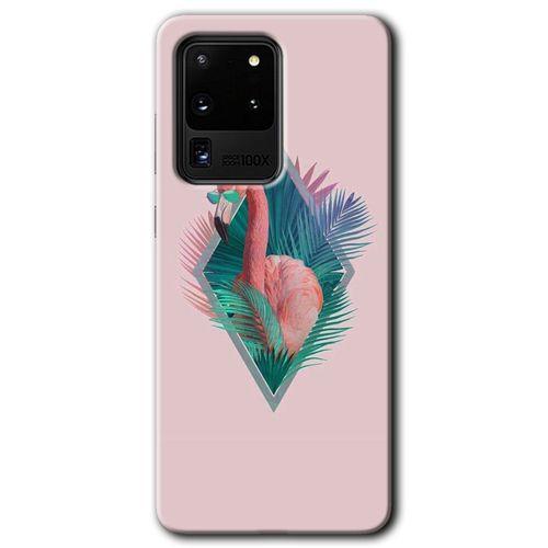 MRCİLETİSİM MRCİLETİSİM Samsung Galaxy S20 Ultra Kılıf HD Desen Baskılı Arka Kapak + Temperli Cam - Flamingo