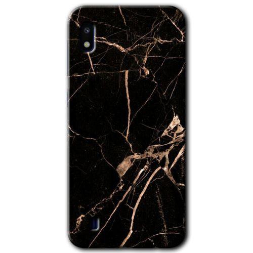 Samsung Galaxy A10 Kılıf HD Desen Baskılı Arka Kapak - Siyah Gold Mermer