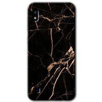 Samsung Galaxy A10 Kılıf HD Desen Baskılı Arka Kapak - Siyah Gold Mermer