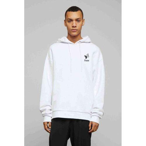 Balık Burcu Baskılı Beyaz Erkek Kapşonlu Sweatshirt