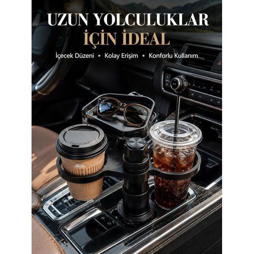 Ayarlanabilir Araç Bardaklık Atı Çift İçecek Ve Tepsili Tasarım